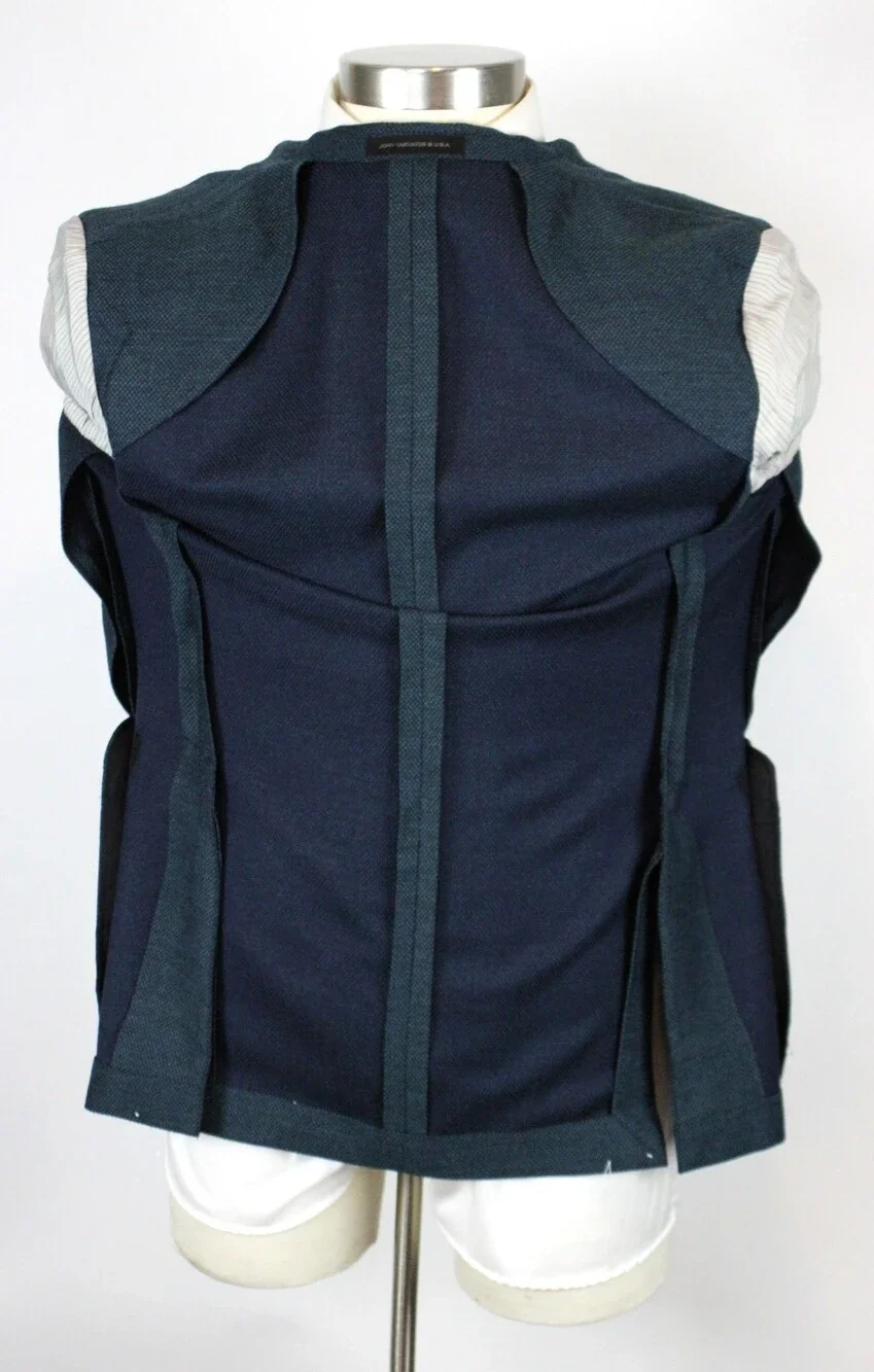John Varvatos Varick Jacket Mens 40 R Wool Slim Fit Green Blue Check
